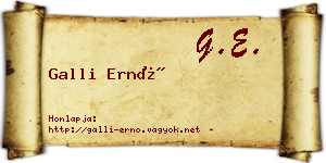 Galli Ernő névjegykártya